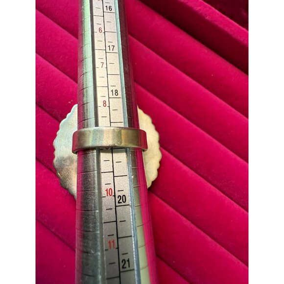 Zuni Sterling Silver Turquoise Snake Eye Petite Point  Statement Ring Size 9 - Picture 6 of 9